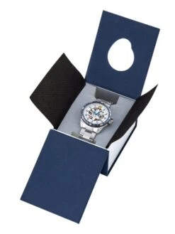 Montre Patrouille De France Athos 8 - Boîtier Noir, Cadran Argenté, Bracelet Acier -BOUTIQUE AERO montre patrouille de france athos 8 boitier acier cadran argente 3