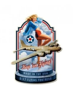 Plaque Décorative Keep'em Flying - Flying Fortress B17