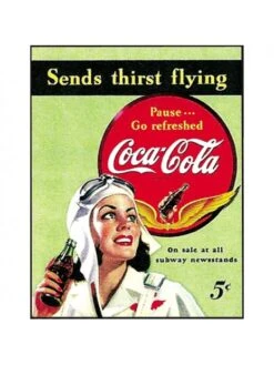 Plaque Décorative En Métal Coca Cola « Sends Thirst Flying »