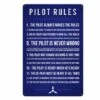 Plaque Décorative Pilot Rules -BOUTIQUE AERO plaque decorative en metal pilot rules