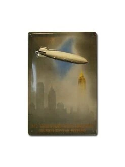 Plaque Décorative En Relief Zeppelin New-York (20 X 30 Cm)