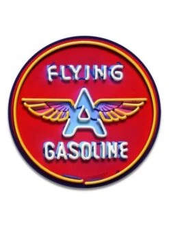 Plaque Décorative Ronde Flying A Gasoline