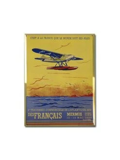 Plaque Métal 1ère Traversée Commerciale De L'Atlantique Sud Des Français