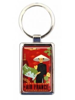 Porte-clés Métal Air France Extrême Orient Rouge
